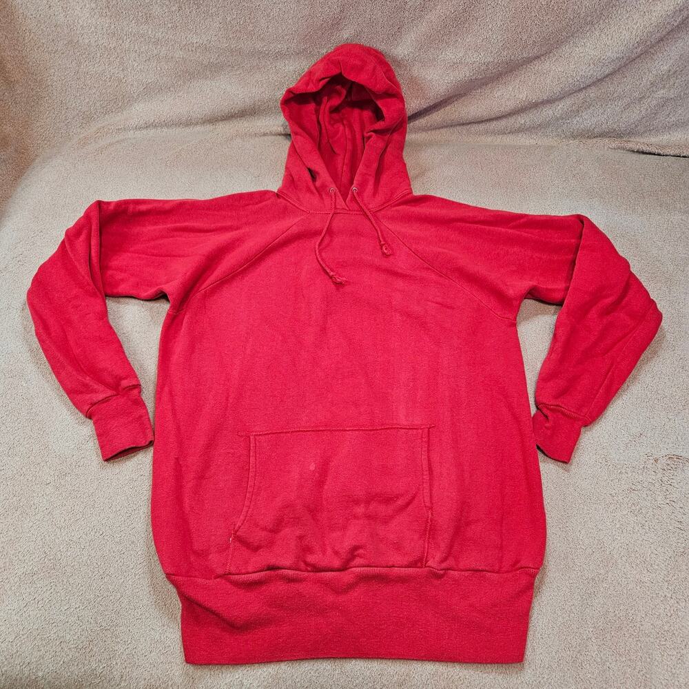 Vintage Brent Red Pullover Hoodie Sweatshirt 100% Cotton Size XL